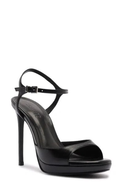 Schutz Scarelett Ankle Strap Platform Sandal In Black