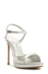 Schutz 115mm Scarlett Metallic Leather Platform Sandals In White