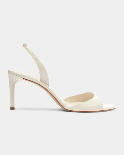 Schutz Scarlett 80mm Patent Leather Slingback Sandals In White