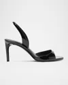 Schutz Scarlett Leather Mid-heel Slingback Sandals In Black