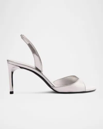 Schutz Scarlett Metallic Leather Mid-heel Slingback Sandals