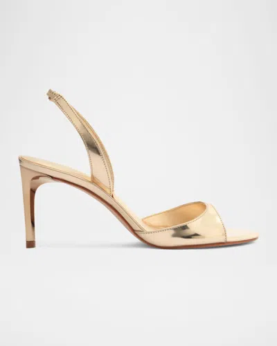Schutz Scarlett Metallic Leather Mid-heel Slingback Sandals
