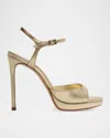 Schutz Scarlett Metallic Leather Platform Sandals In Gold