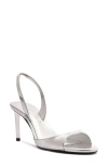 Schutz Scarlett Metallic Leather Mid-heel Slingback Sandals In Metallic