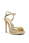 Schutz Scarlett Metallic Leather Platform Sandals In Animal Print