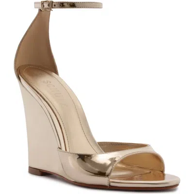 Schutz Scarlett Wedge Ankle Strap Sandal In Gold