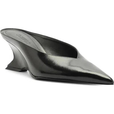 Schutz Siena Pointed Toe Wedge Mule In Black