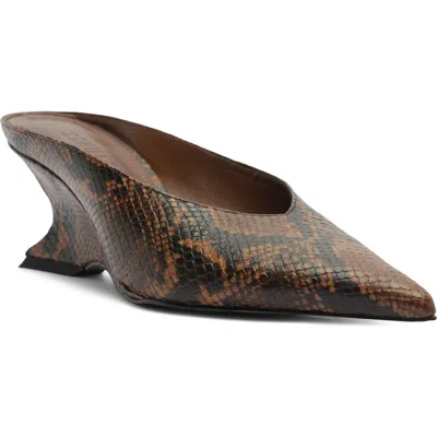 Schutz Siena Pointed Toe Wedge Mule In Brown