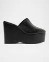 Schutz Sierra Leather Platform Wedge Mules In Black