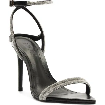 Schutz Skye Shine Ankle Strap Sandal In Black