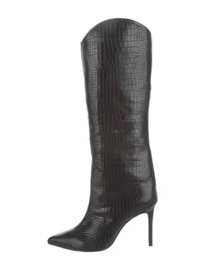 Pre-owned Schutz Snakeskin Animal Print Boots In Black