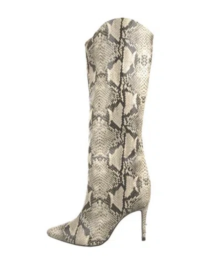 Pre-owned Schutz Snakeskin Animal Print Boots In Neutral