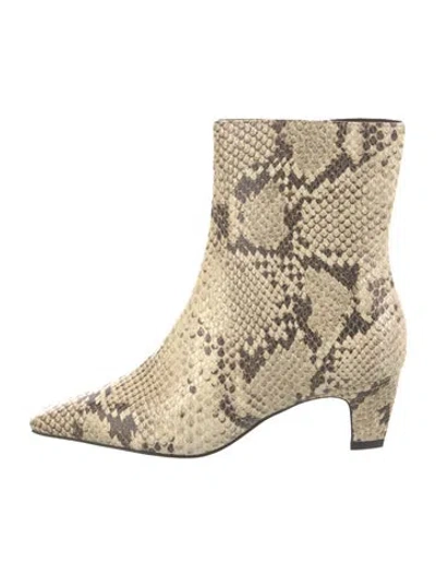 Pre-owned Schutz Snakeskin Animal Print Boots In Neutral