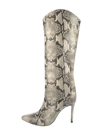 Pre-owned Schutz Snakeskin Animal Print Boots In Neutral