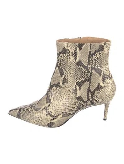 Pre-owned Schutz Snakeskin Animal Print Boots In Neutral