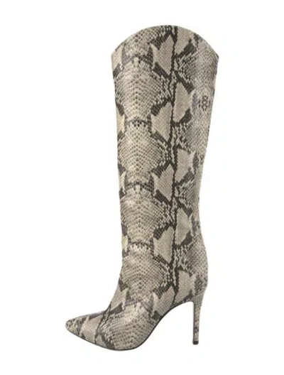 Pre-owned Schutz Snakeskin Animal Print Boots In Neutral