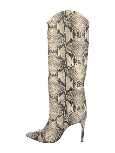 Pre-owned Schutz Snakeskin Animal Print Boots In Neutral