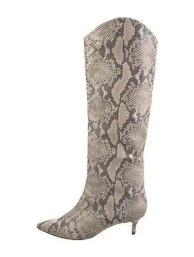 Pre-owned Schutz Snakeskin Animal Print Boots In Neutral