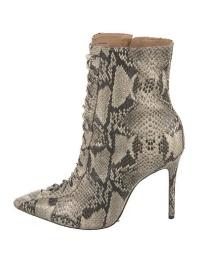 Pre-owned Schutz Snakeskin Animal Print Boots In Neutral