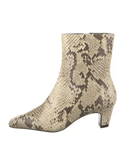 Pre-owned Schutz Snakeskin Animal Print Boots In Neutrals
