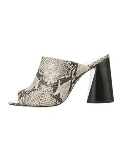 Pre-owned Schutz Snakeskin Animal Print Mules In Neutrals