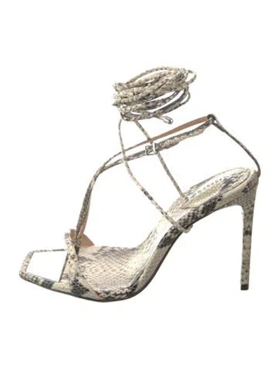 Pre-owned Schutz Snakeskin Animal Print Sandals In Black