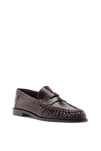 SCHUTZ SNAKESKIN TYCHE LOAFER IN DARK PLUM, WOMEN'S AT URBAN OUTFITTERS