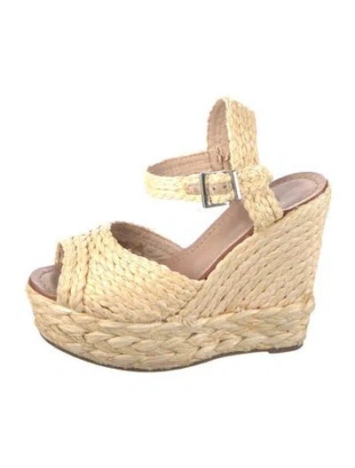 Pre-owned Schutz Straw Espadrilles In Neutral