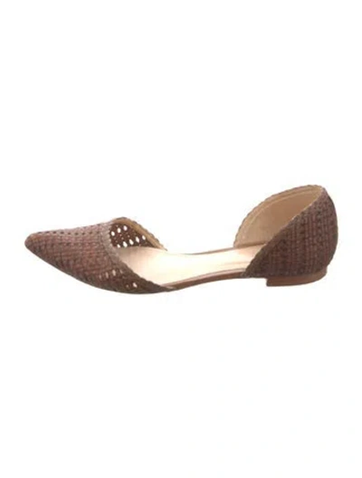 Pre-owned Schutz Straw Patterned D'orsay Flats In Brown