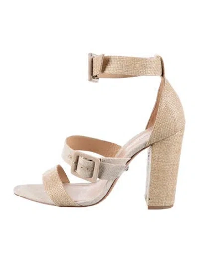 Pre-owned Schutz Straw Patterned Sandals In Neutral