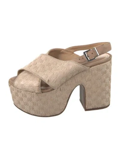 Pre-owned Schutz Straw Sandals In Neutral