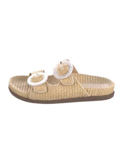 Pre-owned Schutz Straw Slides In Neutrals