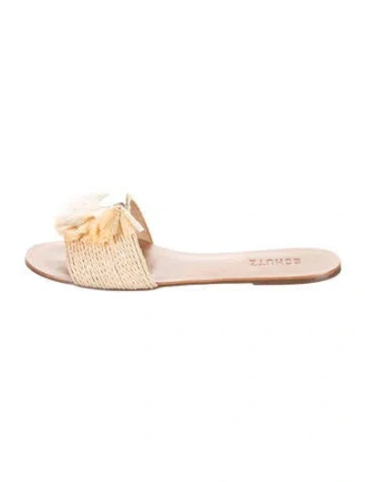 Pre-owned Schutz Straw Slides In Pink