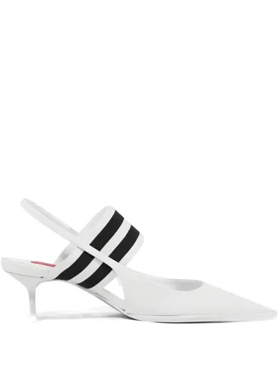 Schutz Striped Pumps In White