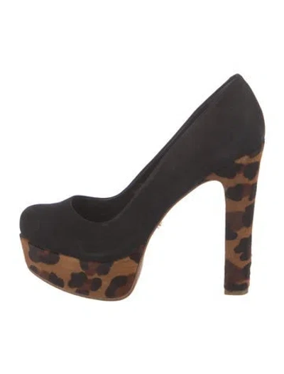 Pre-owned Schutz Suede Animal Print Pumps In Brown