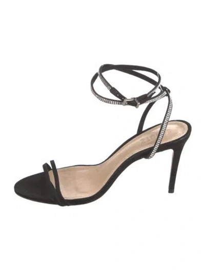 Pre-owned Schutz Suede Animal Print Sandals In Black