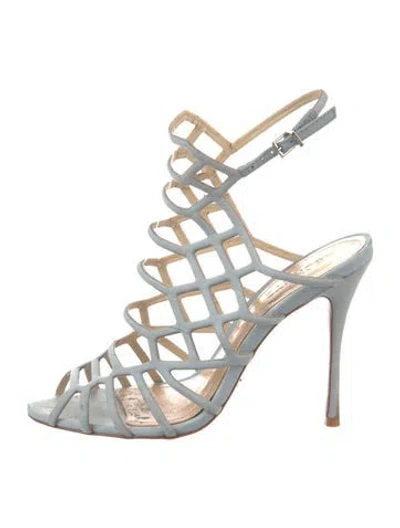 Pre-owned Schutz Suede Animal Print Sandals In Multi