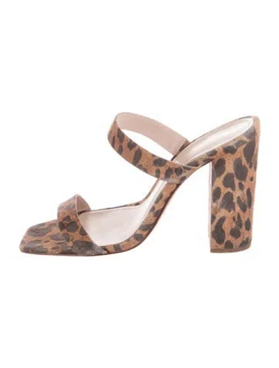 Pre-owned Schutz Suede Animal Print Sandals In Multicolor