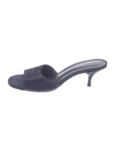 Pre-owned Schutz Suede Animal Print Slides In Blue