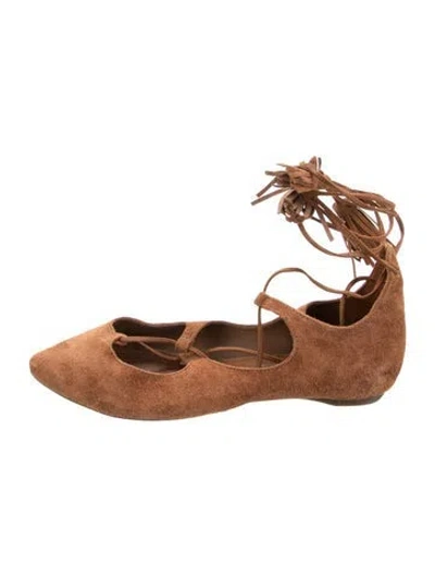 Pre-owned Schutz Suede Ballet Flats In Brown