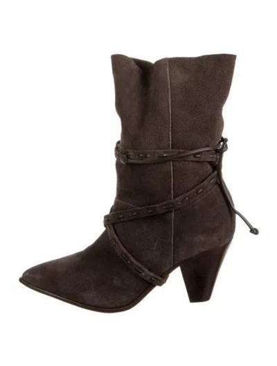 Pre-owned Schutz Suede Boots In Burgundy