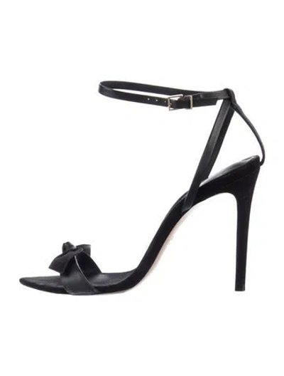 Pre-owned Schutz Suede Bow Accents Sandals In Black
