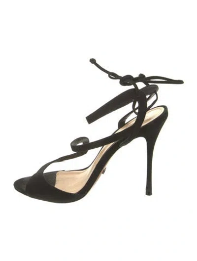 Pre-owned Schutz Suede Bow Accents Sandals In Green