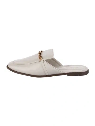 Pre-owned Schutz Suede Chain-link Accents Mules In Neutral