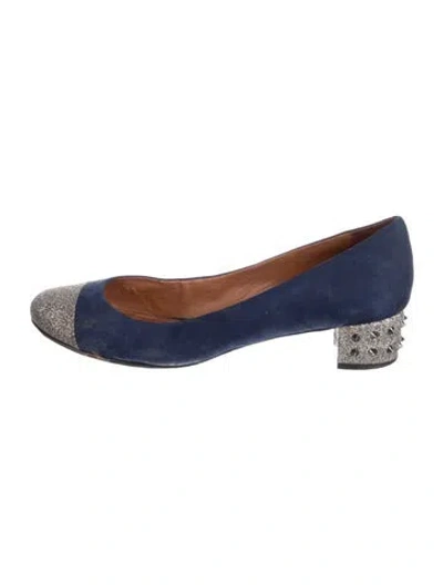 Pre-owned Schutz Suede Colorblock Pattern Flats In Blue