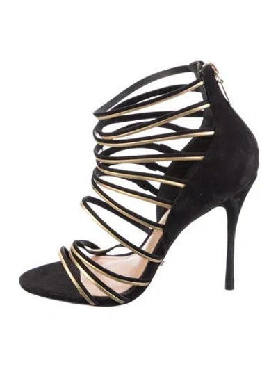 Pre-owned Schutz Suede Colorblock Pattern Gladiator Sandals In Multi