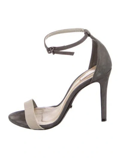 Pre-owned Schutz Suede Colorblock Pattern Sandals In Gray