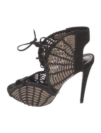 Pre-owned Schutz Suede Colorblock Pattern Sandals In Multi