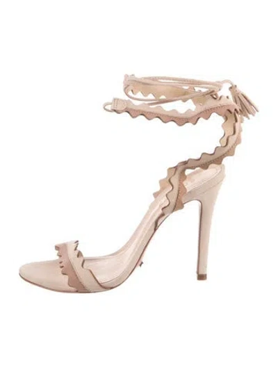 Pre-owned Schutz Suede Colorblock Pattern Sandals In Neutral