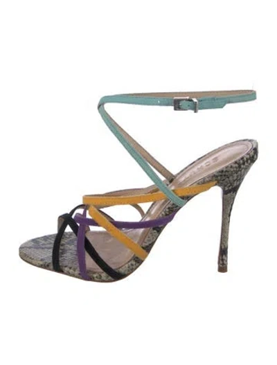 Pre-owned Schutz Suede Colorblock Pattern Slingback Sandals In Multi